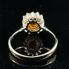 18K White Gold Diamond Oval Citrine Cocktail Ring 3.3g Size 7